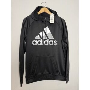 Adidas Pullover Hoodie Size Medium Shirt Logo & Drawstring Hood Size  Black‎ New